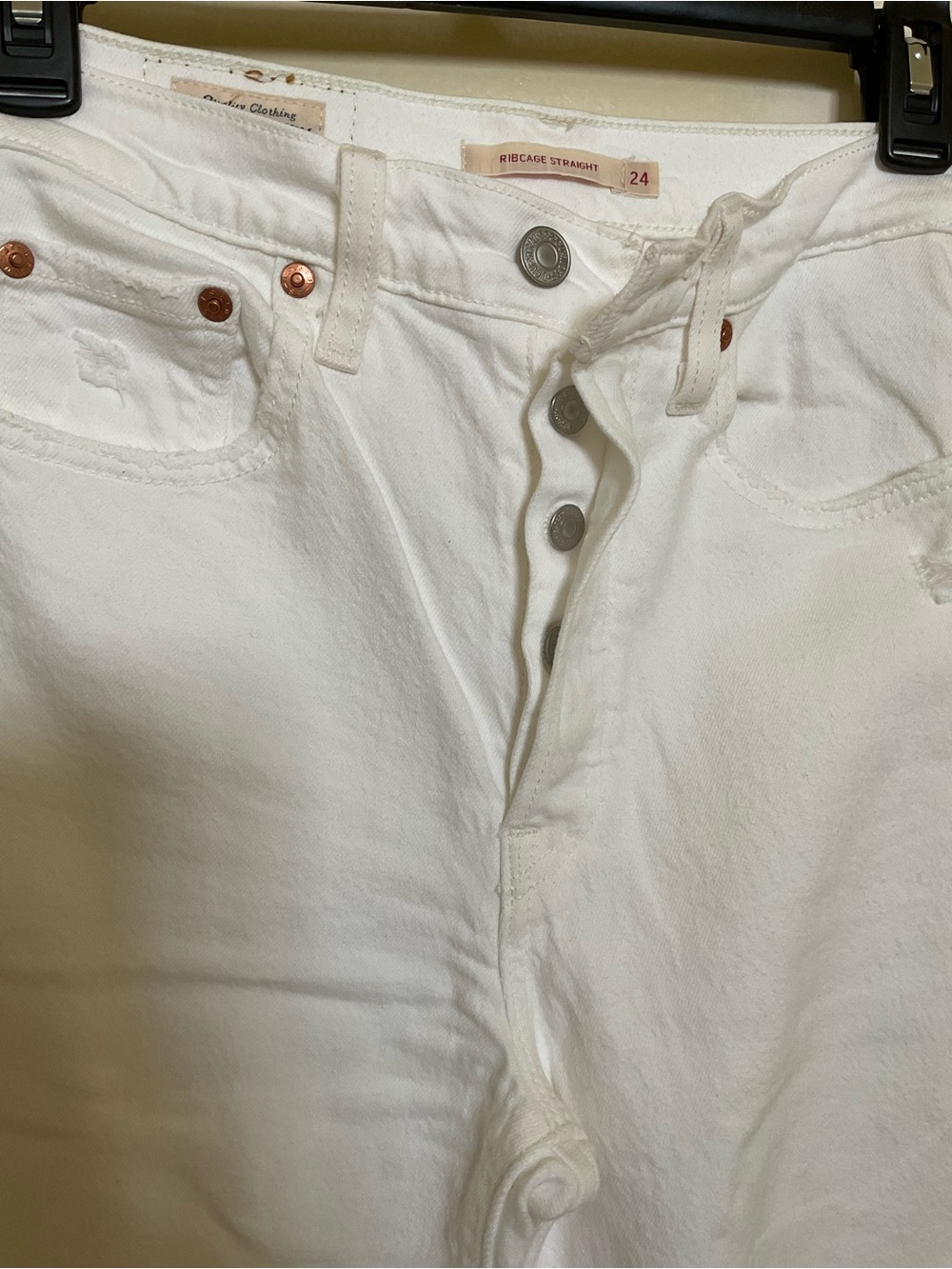 Levi's White Women's Straight Leg Jeans - High Rise - Picture 3 of 7